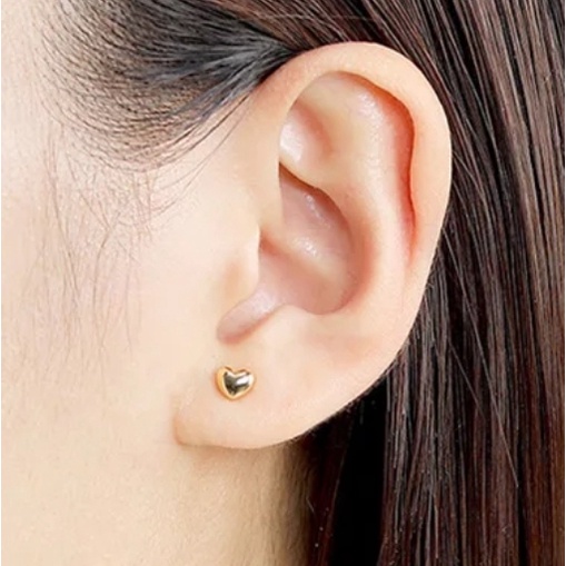 Anting Tusuk Bentuk Love Mungil Warna Gold