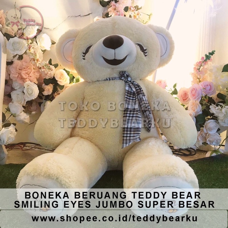 Boneka Beruang Senyum SMILING EYES Lucu Size JUMBO 1Meter Label SNI