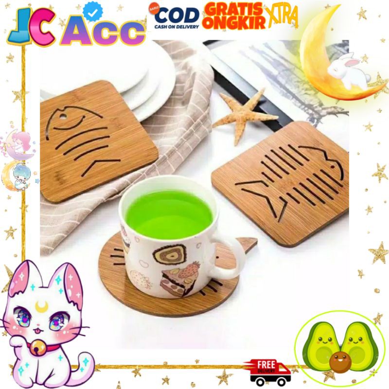 JC ACC TATAKAN PIRING / PANCI KAYU KARAKTER TATAKAN SERBAGUNA BAHAN KAYU TATAKAN TAHAN PANAS DINGIN