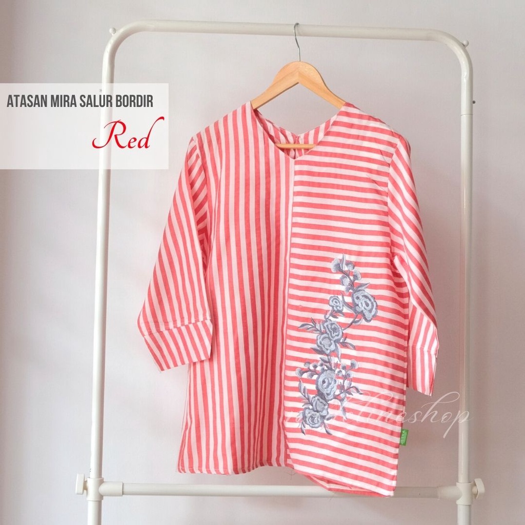 BAJU ATASAN BASIC BLOUSE WANITA MUSLIM & CASUAL - KIKA & MIRA SALUR TOP-MIRA - RED