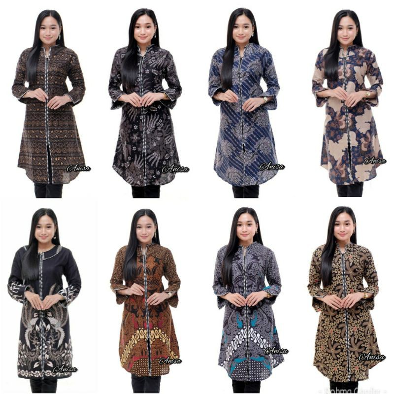 BATIK TUNIK SHIBORI JUMPUTAN TERBARU size S-3L / HRB026 YELBOR NAVBOR BUSUI ZIPPER DEPAN