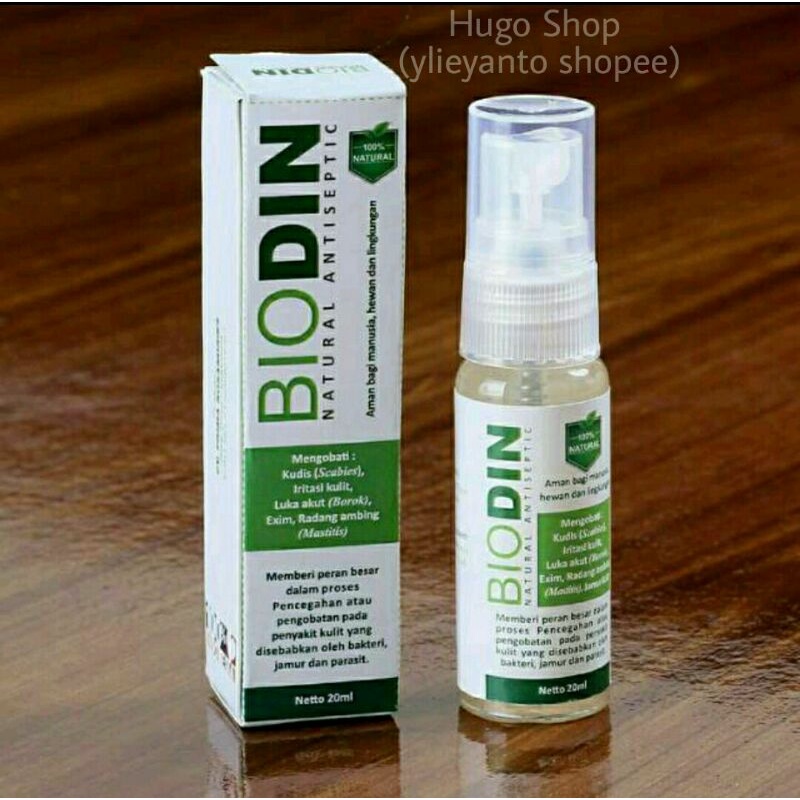 Biodin Spray 20ml obat jamur scabies demodex anjing kucing kelinci obat luka hewan