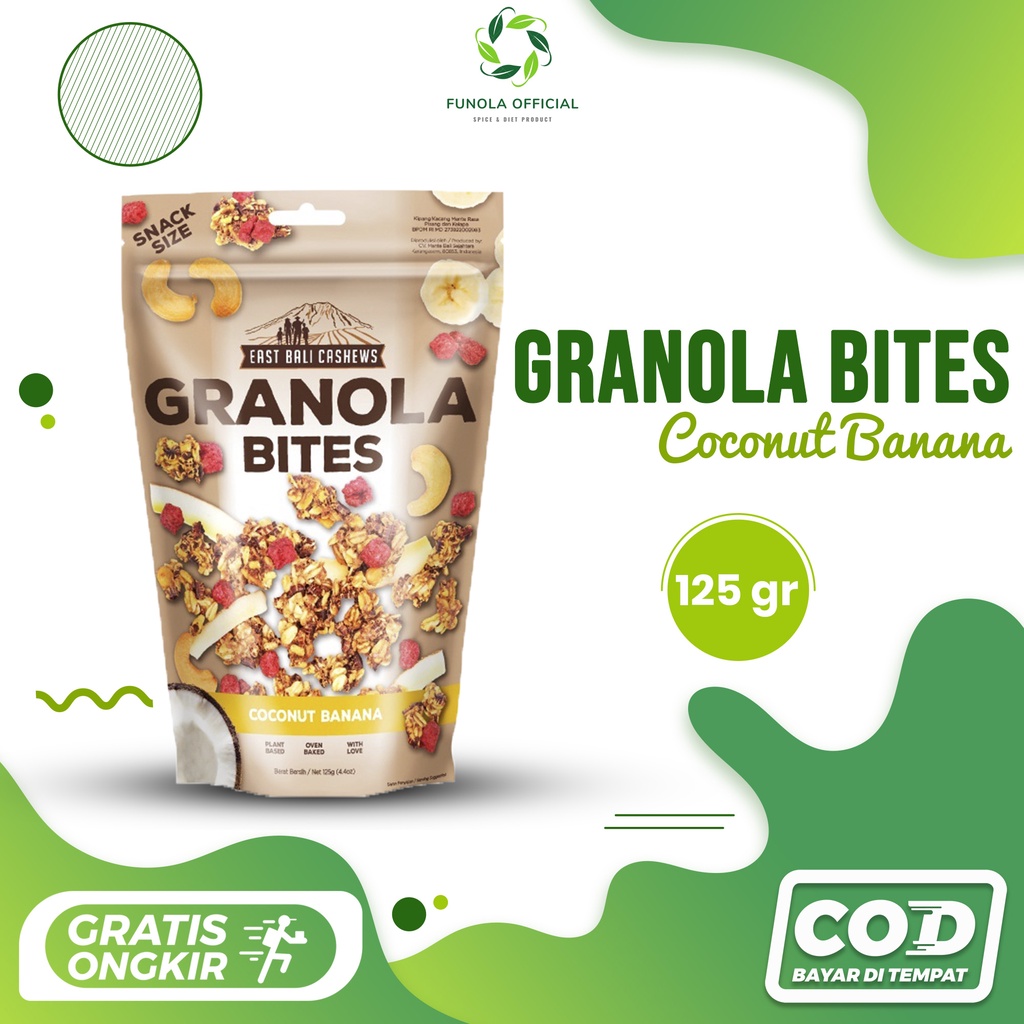 

GRANOLA BITES COCONUT BANANA 125GR GRANOLLA SEREAL SEHAT SARAPAN PRAKTIS MAKANAN DIET CAMILAN SNACK CEMILAN KETO PENURUN BERAT BADAN PELANGSING TEH CELUP JATI CINA MIE SHIRATAKI SIRATAKI BERAS PORANG CHIA CIA SEED BERAS MERAH DEBM FITBAR JSR BASAH KERING