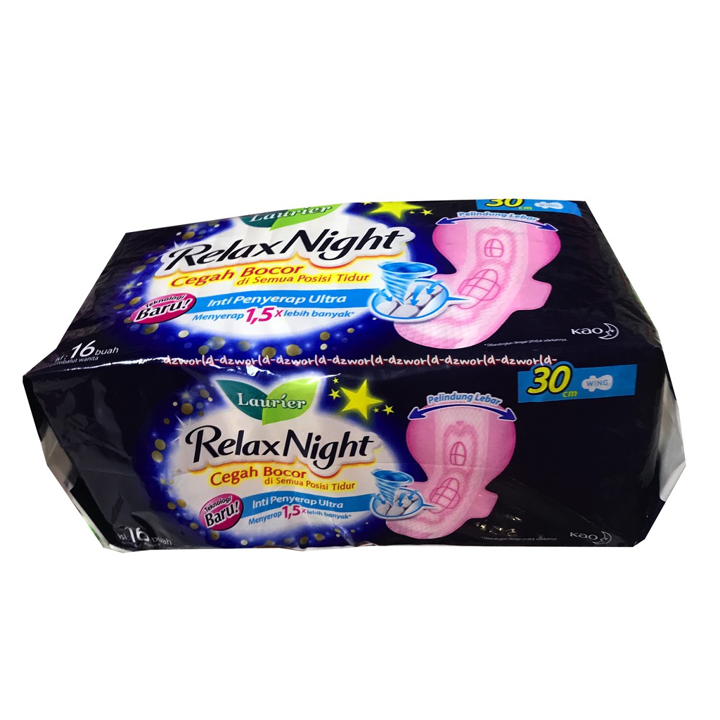 Laurier Relax Night Wing 16pcs Pembalut Wanita Panjang Untuk Malam Hari 30cm Wings