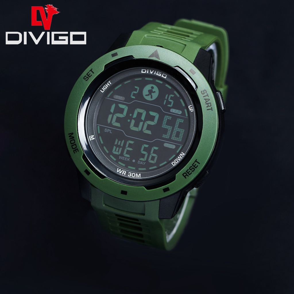 Jam Tangan Pria Digital Original Divigo Tahan Air Strap Rubber DV-2106