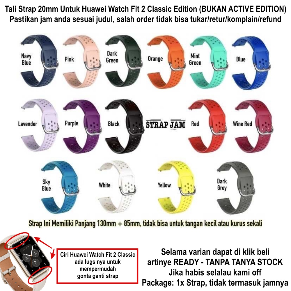 R33 Strap Huawei Watch Fit 2 Classic - Tali Jam 20mm Silikon Breathable