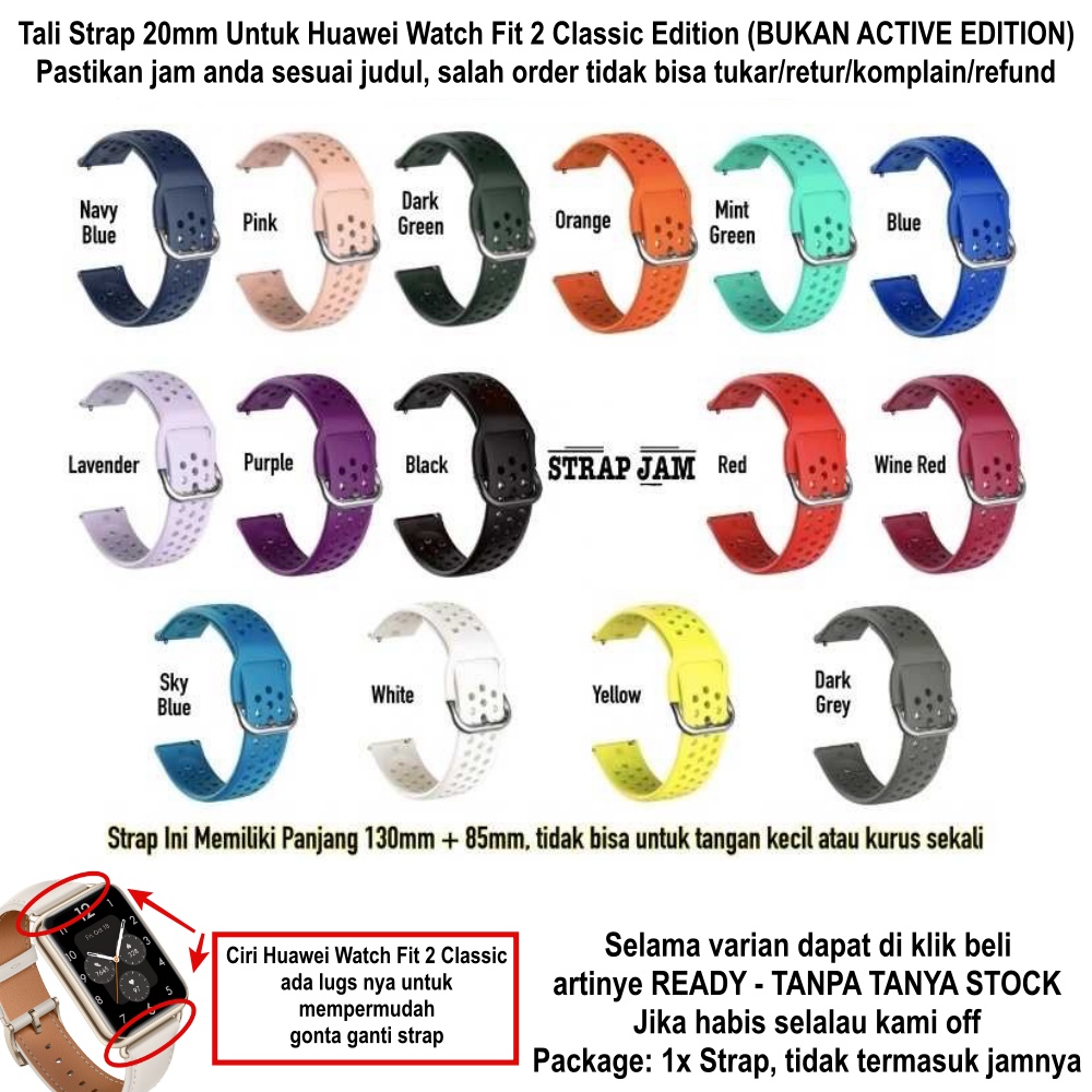 R33 Strap Huawei Watch Fit 2 Classic - Tali Jam 20mm Silikon Breathable