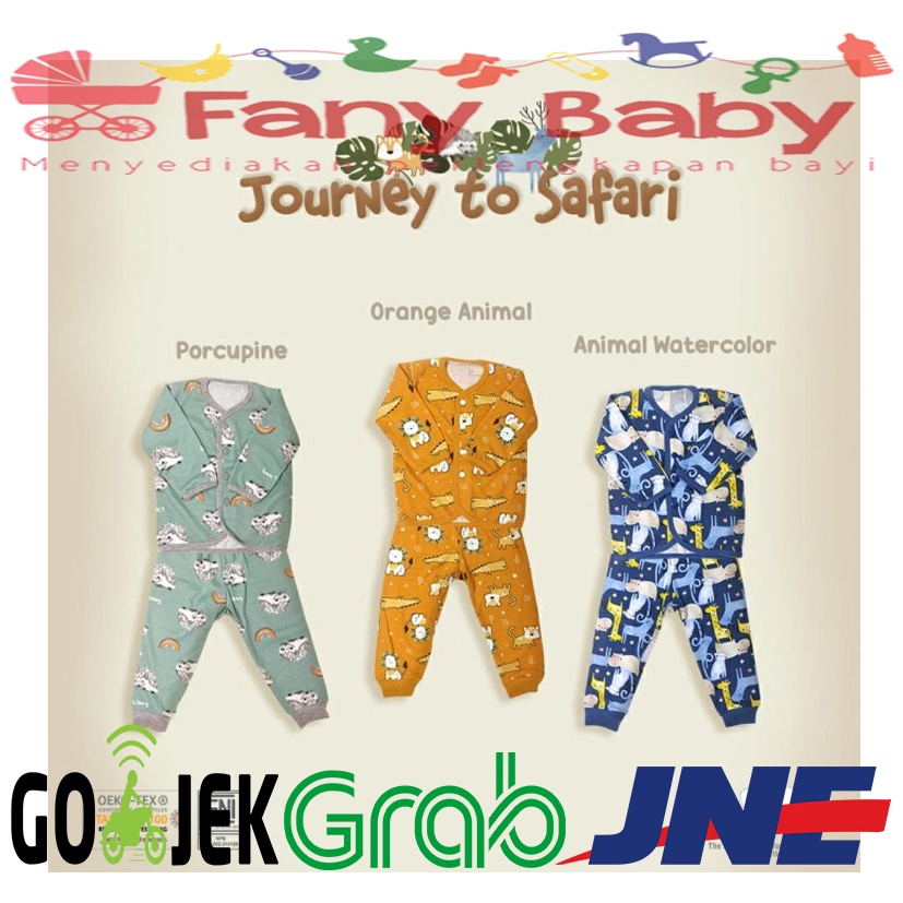 LIBBY SETELAN LENGAN PANJANG KANCING DEPAN CELANA PANJANG NEWBORN [ 0-3 &amp; 3-6 )