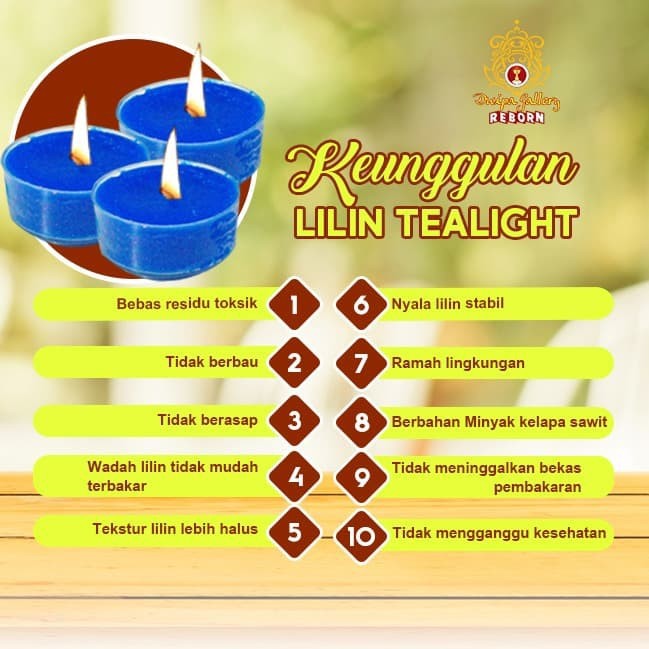 Lilin Tea Light (Tealight) Stearin 4 Jam @28 pcs/set Biru