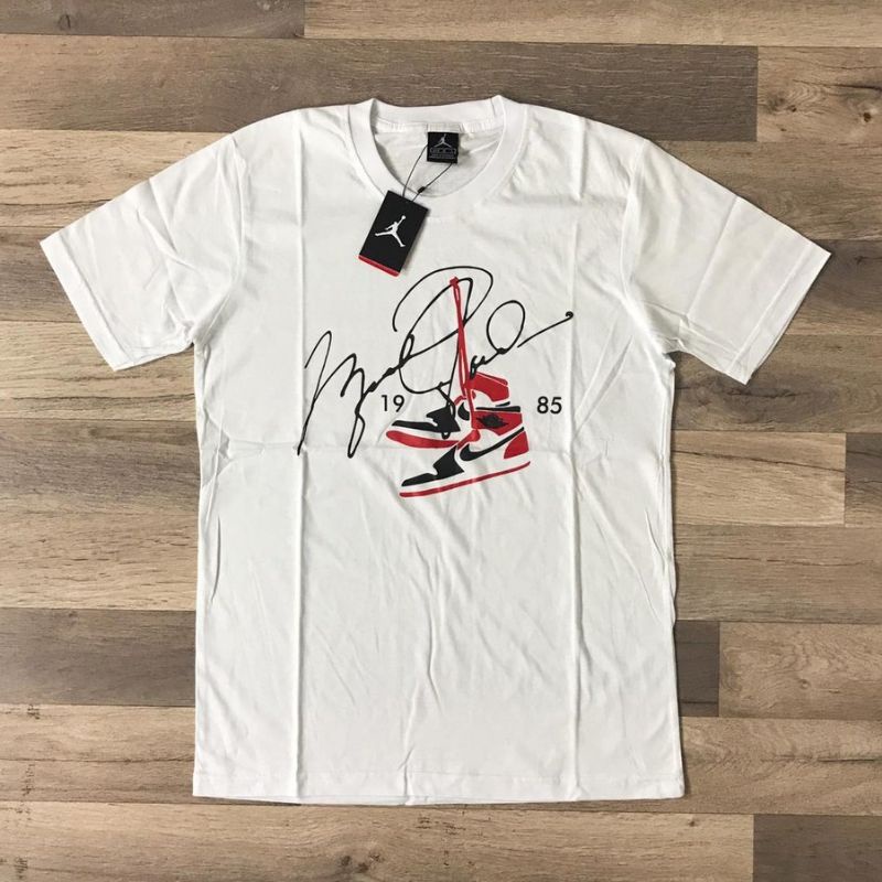 KAOS BAJU T SHIRT ATASAN DISTRO JORDAN AIR JORDAN SIGNATURE PUTIH USA M L PRIA WANITA LAKI LAKI PERE