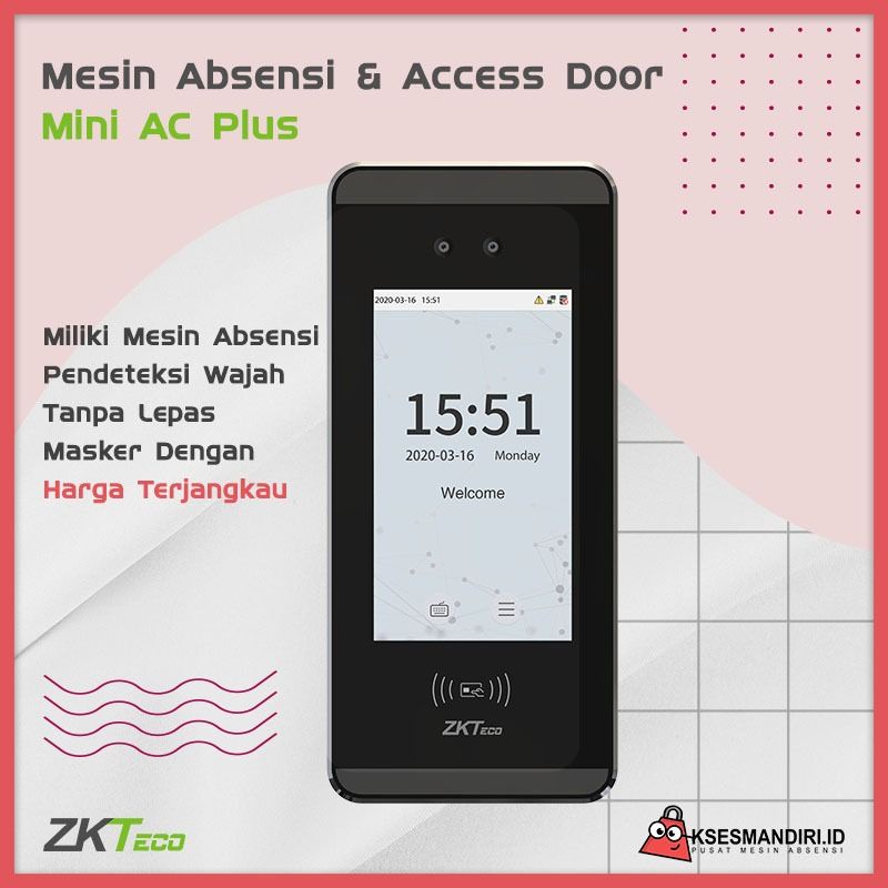 Mesin Absensi masker access door Zkteco mini ac plus