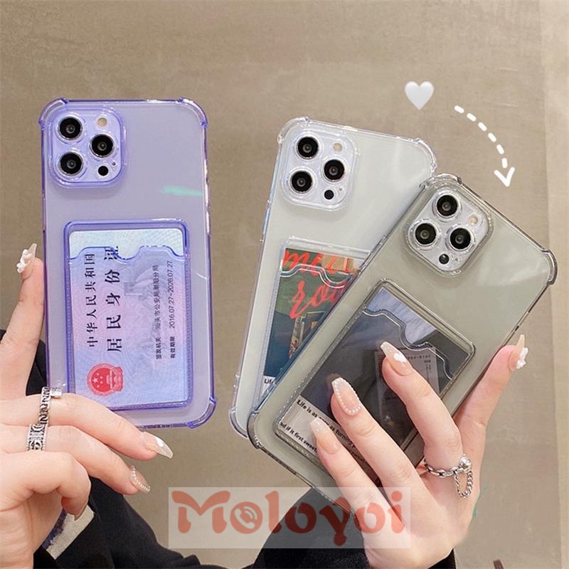 Tipis Card Wallet Card ID Card Holder Phone Case For Samsung A12 M12 A22 A32 A52 A72 A10s A51 A03s A21s A02s A50 A50s A30s Shockproof Clear Soft TPU Back Cover