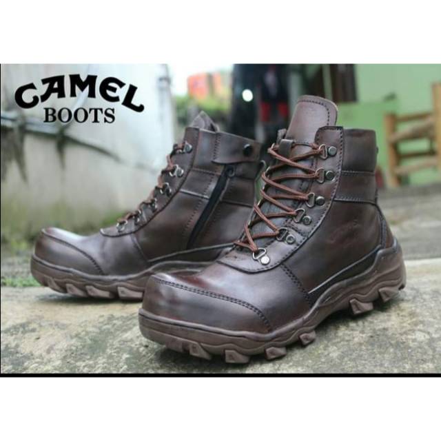 Sepatu camel boots seafty kulit full uf sapi asli