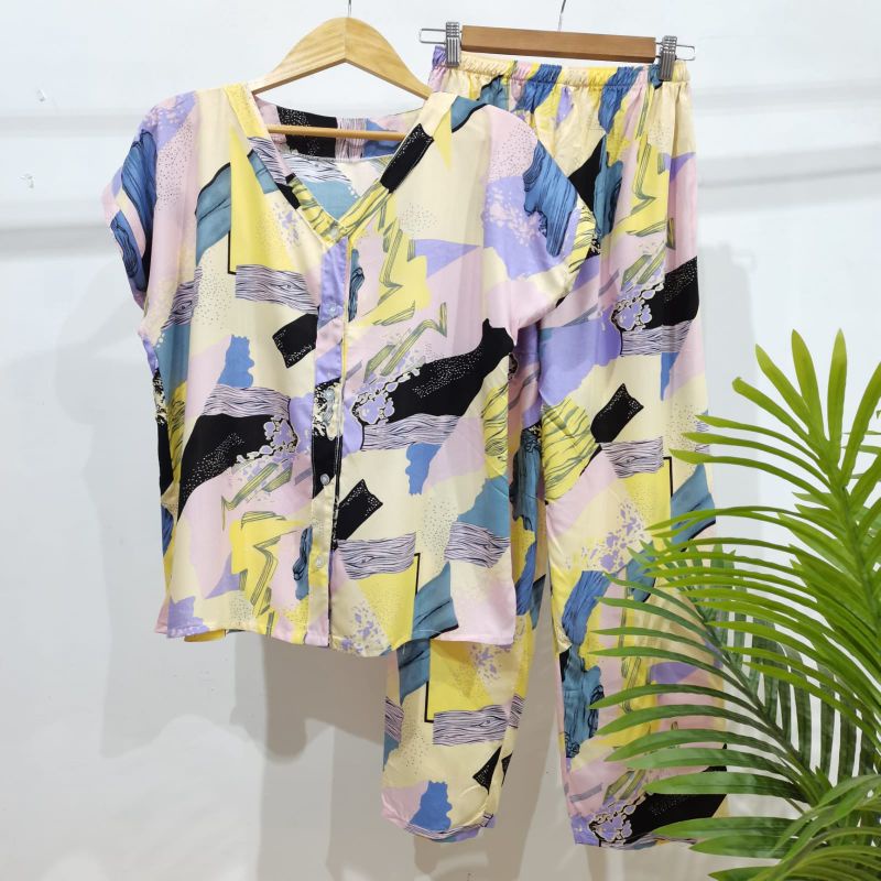 PIYAMA KANCING HITS PIYAMA KANCING BUSUI | PIYAMA RAYON | HOMEWEAR-NK 19