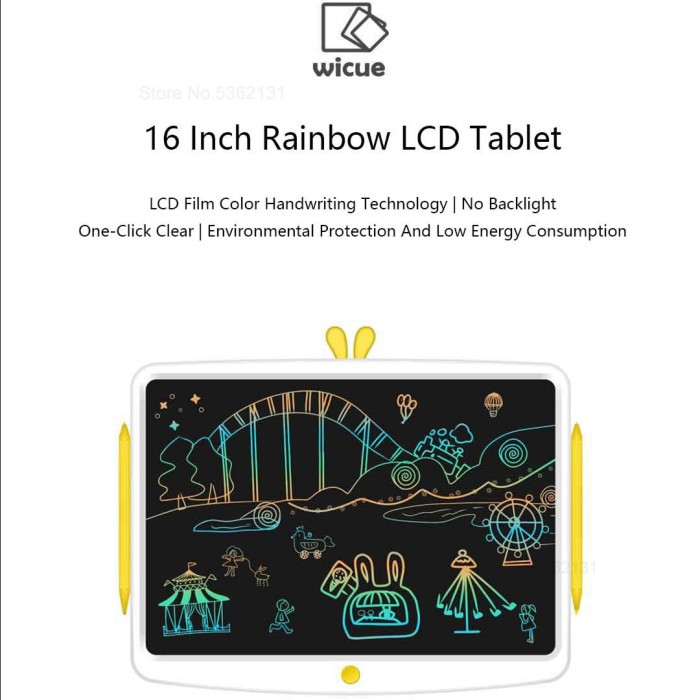 Wicue Alat Gambar 16inc LCD Rainbow Writing Drawing pad Tablet