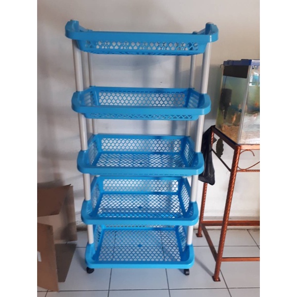 RAK SALON SUSUN 4 RODA GREEN LEAF 1340 R4 / TEMPAT SURAT / RAK PLASTIK BUKU DAPUR SERBAGUNA