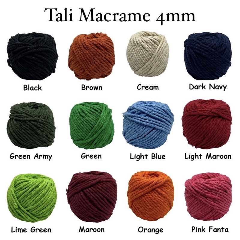 Tali Katun Macrame 4mm / Benang Makrame Cotton Rope Besar