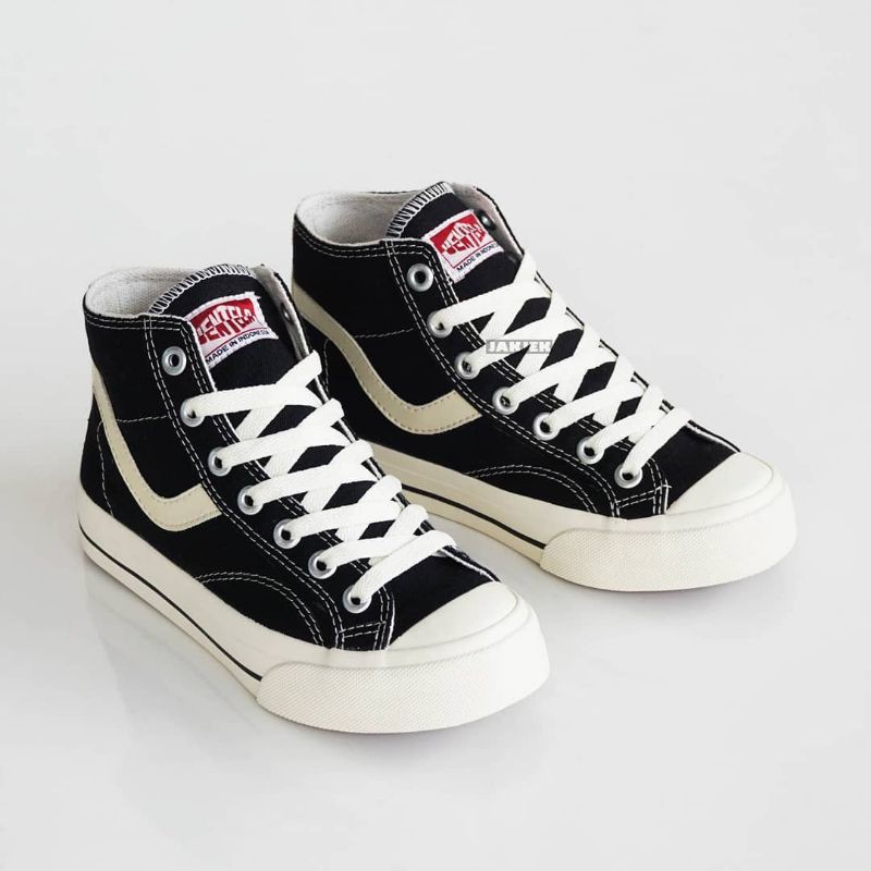 Sepatu Ventela Public High Black White &amp; Black Natural Original 100%