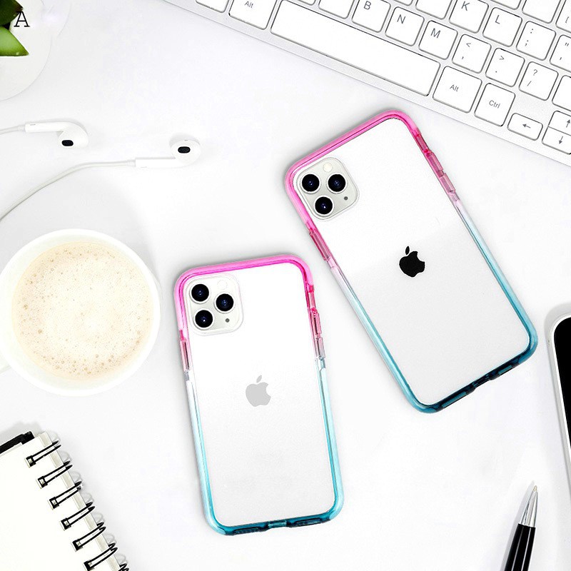 Case iPhone Impact Rainbow Premium Casing Akrilik Softcase Colourway Soft Case Anti Yellowing