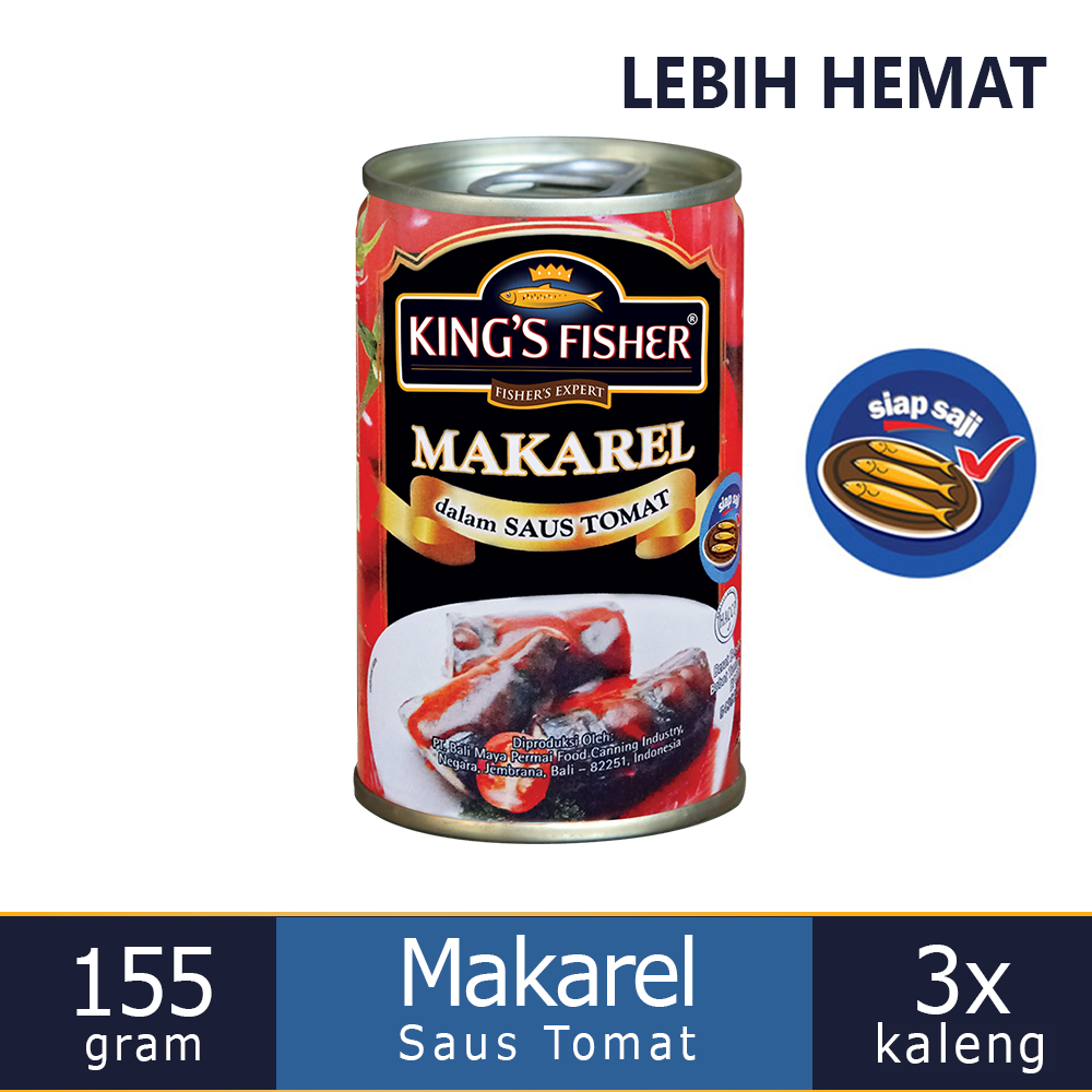 

MYHOMEY Kings Fisher Makarel Mini Saus Tomat Makanan Kaleng 155 g 3 Pcs