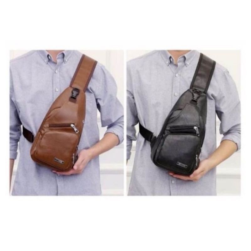 Tas Selempang Pria Kulit Fashion Tas Pria Kulit Anti Air Waistbag