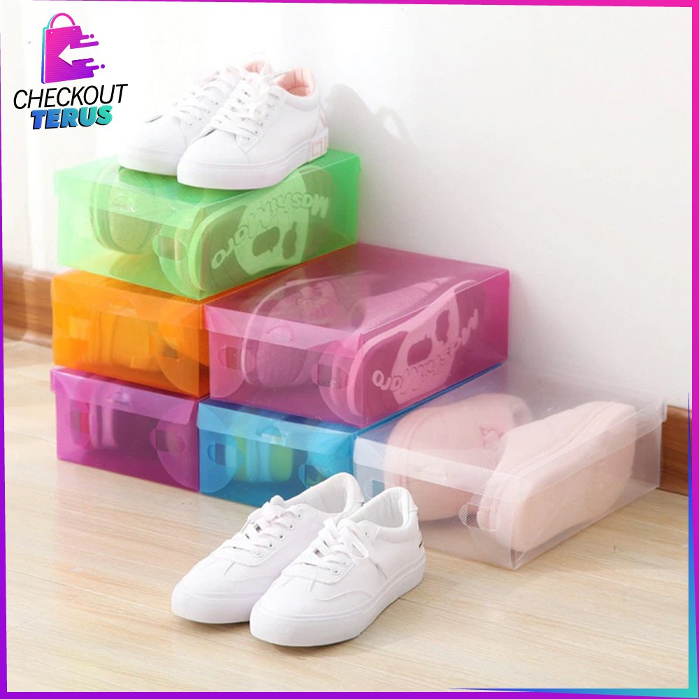 CT C157 Kotak Sepatu Tebal Serbaguna Kotak Rak Susun Sepatu Sandal Transparan Shoes Storage Box Orginizer