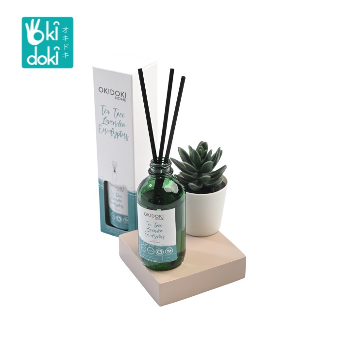 OKIDOKI Reed Diff Lavnder Eclyp & Tea Tree 100 mL - Pewangi Ruangan - Reed Diffuser - Aromatherapy