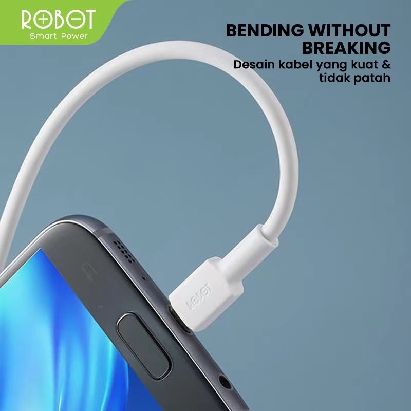 Kabel Data Micro USB VOOC ROBOT RVM100 Flash Charging 4A 100cm ORIGINAL - Garansi Resmi 1 Tahun