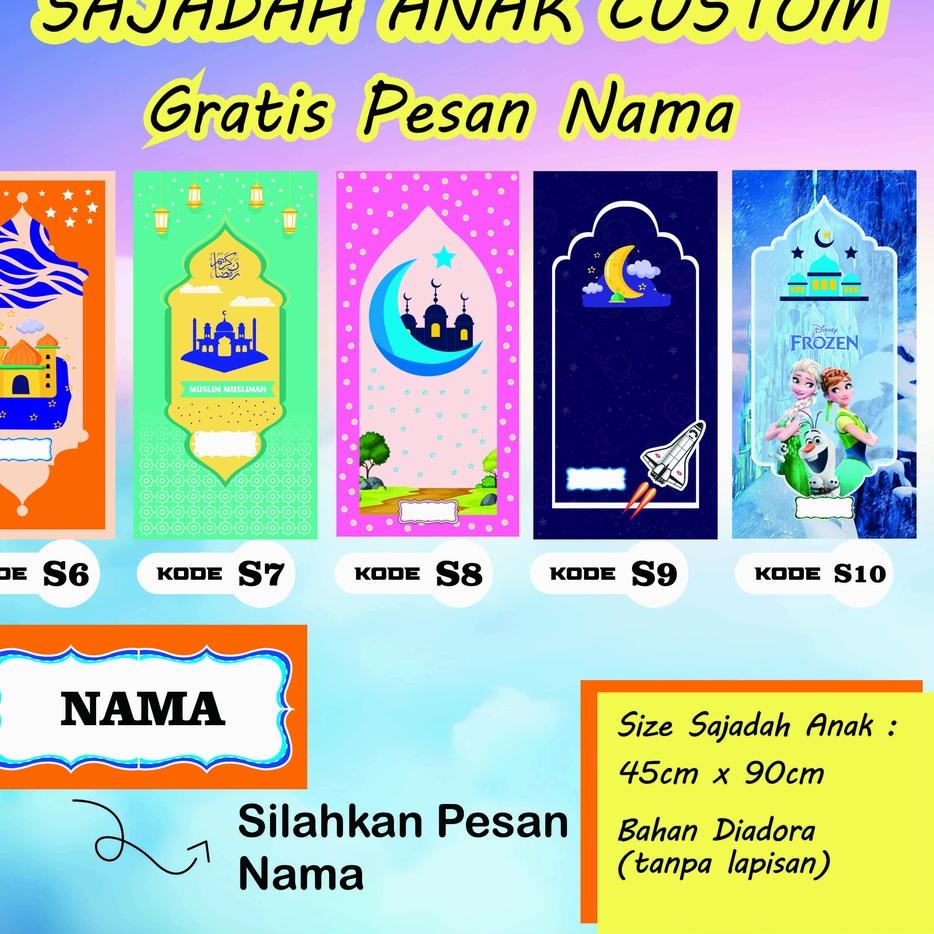 (HOT SALE) Sajadah Anak,sajadah anak karakter,sajadah nama,sajadah kecil,sajadah custom,sajadah trav