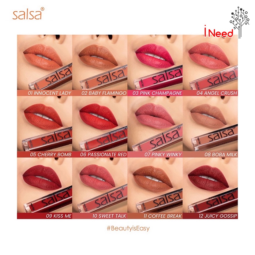 (INEED) SALSA Dynamatte Lip Cream - Matte Lip cream | Longlasting Transfer-proof Matte Cream