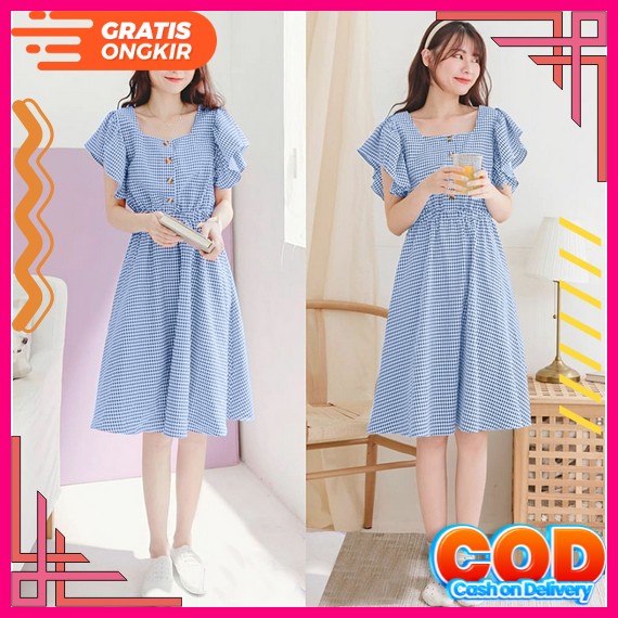 Midi Dress Code Brokat Hervi Natal Imlek Paskah Pesta Brukat Wanita Korea Kondangan Wedding Korean S