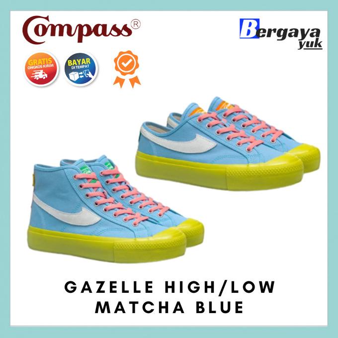 BAYAR COD (BNIB) Sepatu Compass Gazelle Low/High Matcha Blue Original MURAH