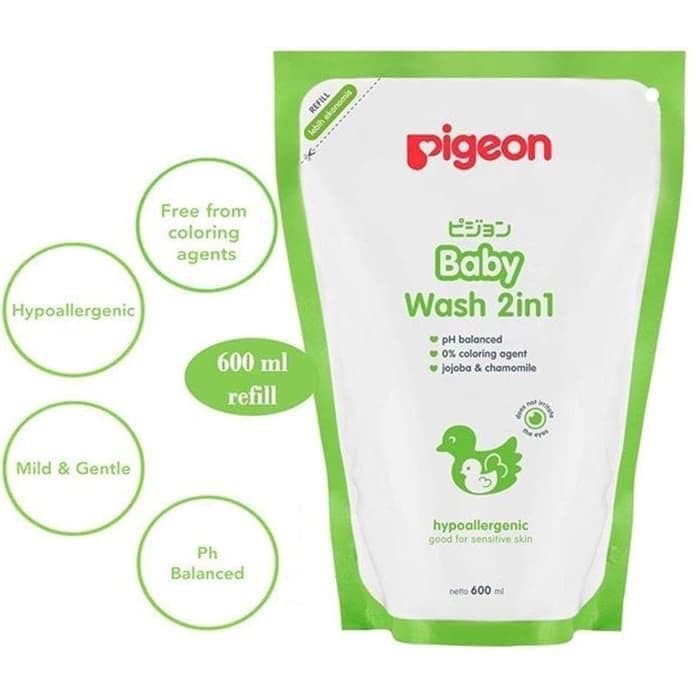Pigeon Baby Wash Chamomile 2 in 1 Refill 600ml - Sabun Mandi Bayi