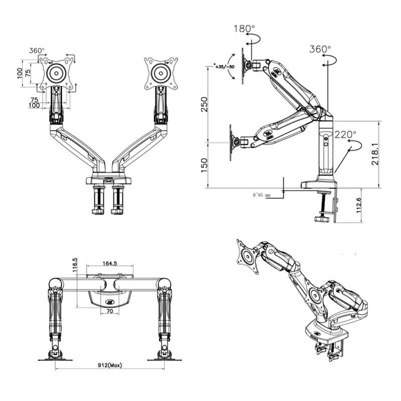 IDN TECH - Universal Dual Monitor Arm Bracket Vesa Mount 17-30Inch - NB-F160