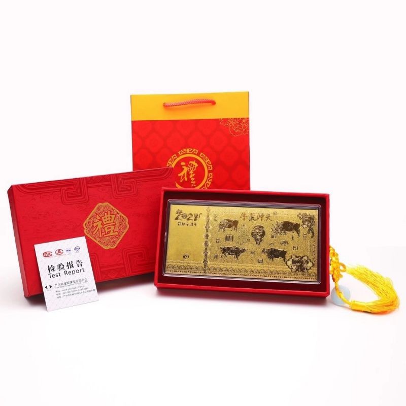 pajangan imlek tahun kerbau emas 24k au999