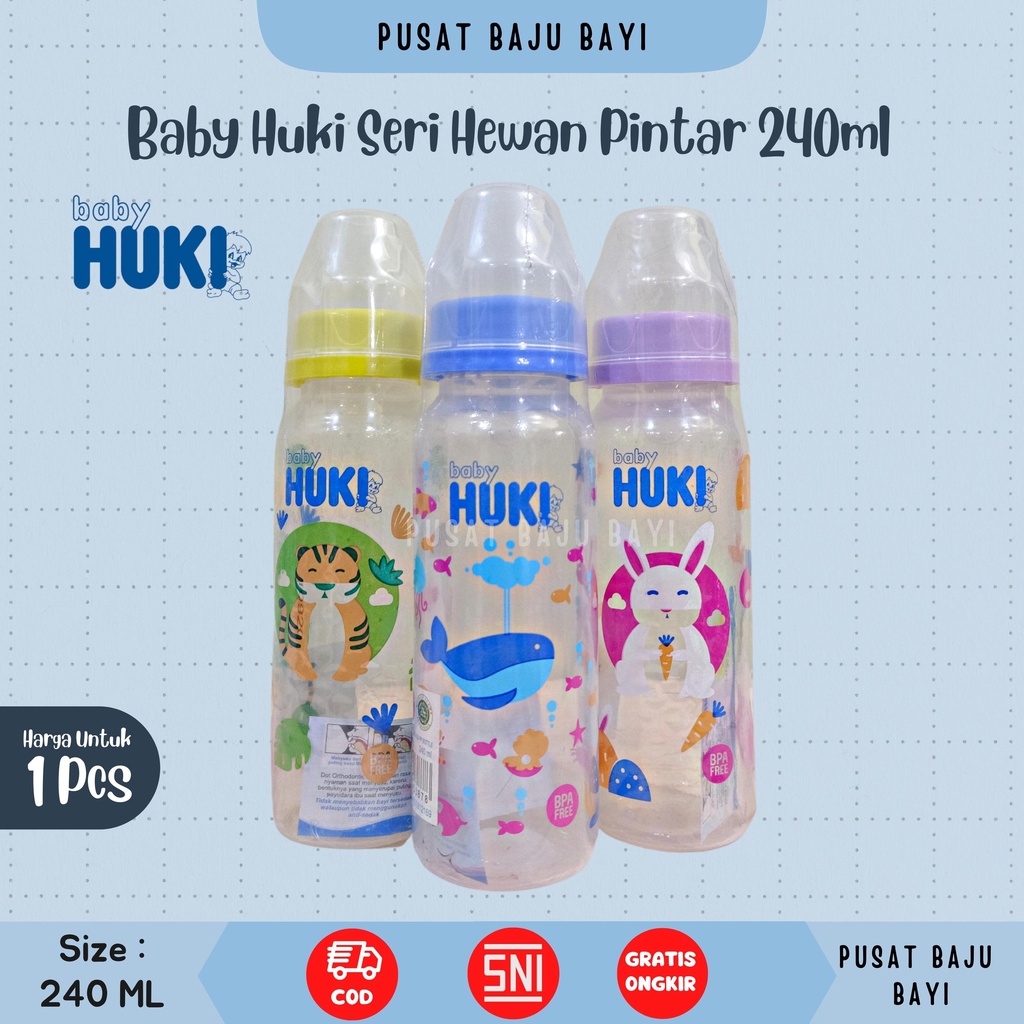 Baby Huki Botol Susu PP SP Round 60 ML 120 ML 240 ML Dot Gepeng Nipple Silicone Orthodontic