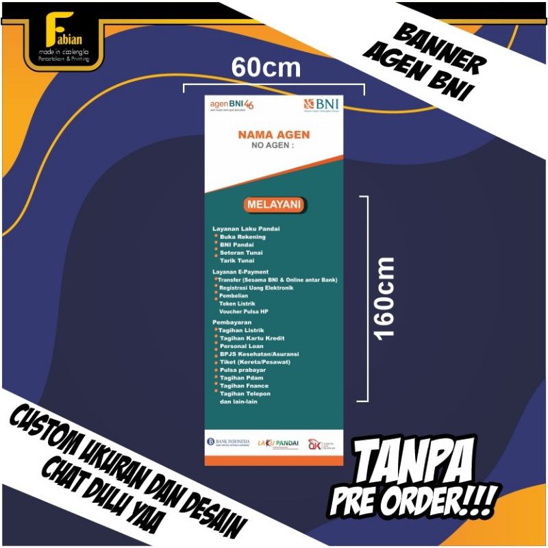 Spanduk Banner BRI Link / Mandiri agen / BNI 46