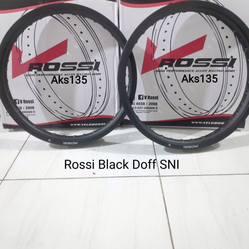 velg Rossi Black Glossy Ring 18 Set Depan dan Belakang