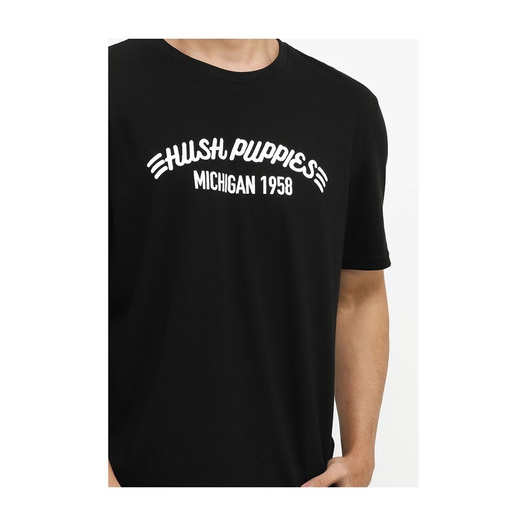 BAJU KAOS PRIA HUSH PUPPIES ORIGINAL CASUAL LENGAN PENDEK HITAM HM01