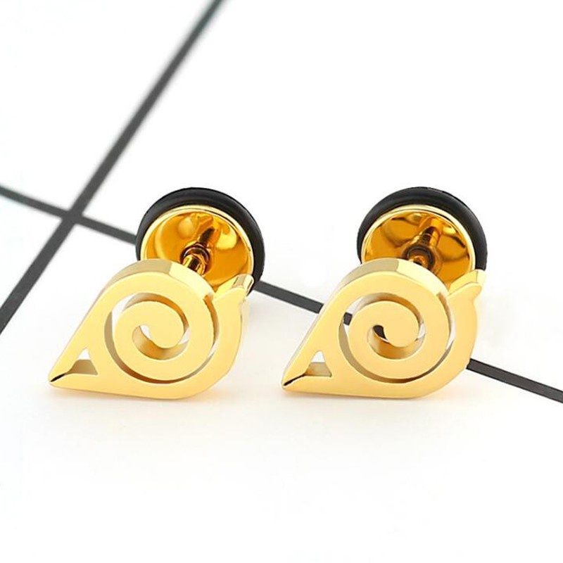 Anting Titanium Steel Hypoallergenic Anime Naruto Unik Modis Trendi Keren Gaya Hip-Hop Anting Perempuan Pria