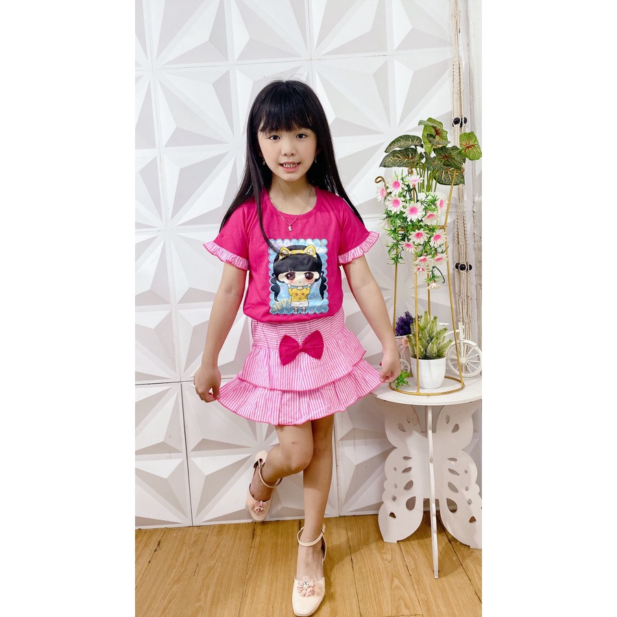 KIYOSAKI KIDS - STELAN BAJU ROK ANAK PEREMPUAN USIA 1-7 TAHUN GAMBAR MENGGUNAKAN APLIKASI DIBORDIR - STELAN FASHION ANAK CEWEK - STELAN MODEL ANAK PEREMPUAN - BAJU ANAK PEREMPUAN