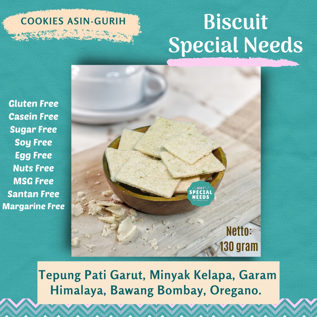 

Biscuit Special Needs Gluten Free Egg Free Dairy Free Margarine Free Sugar Free Santan Free Mentega Free MSG Free - Diet Special Needs