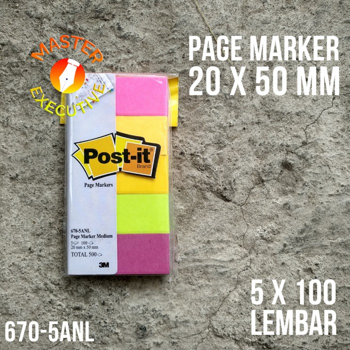 [Set] 3M Post-it Page Marker Medium 670-5ANL U.S.A 20 x 50 mm - Penanda Buku