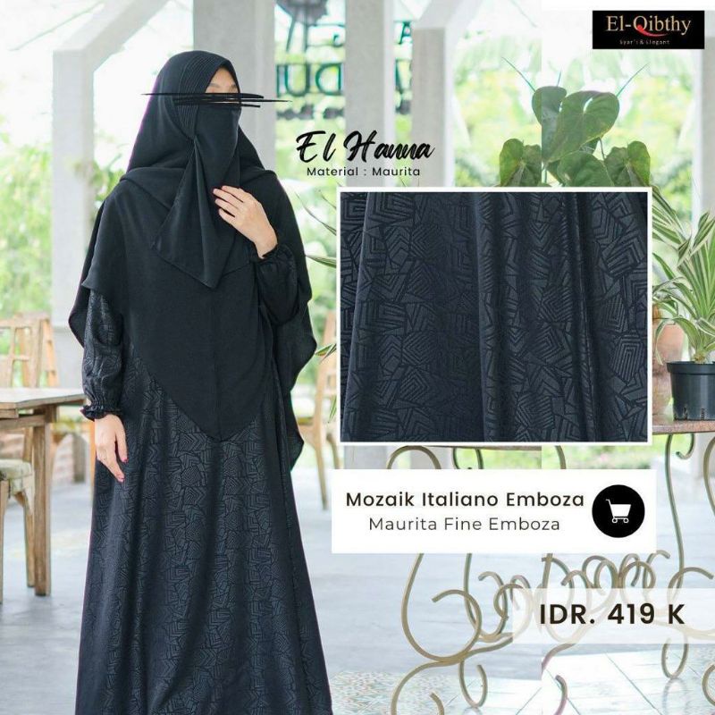 Gamis Syar'i Jumbo El Hanna Set Khimar Jilbab Cadar by El-Qibthy