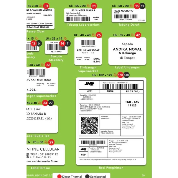 

♢ Kertas Label Thermal Stiker Resi BLUEPRINT Lite 102x127 mm 500Pcs Roll ♥