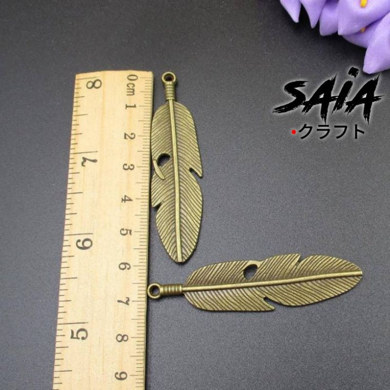 Charm feather bandul bulu daun bronze silver aksesoris membuat kerajinan kalung DIY | SAIA CRAFT