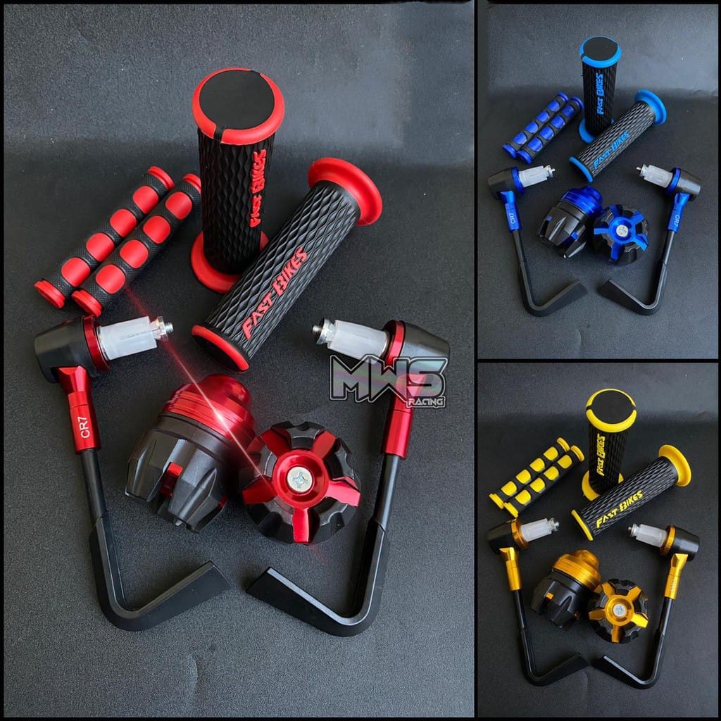 Combo Paket 4in1 Proguard L + Jalu as roda + Handgrip Model Jaring + Karet Handle Rem Domino Untuk Semua Jenis Motor