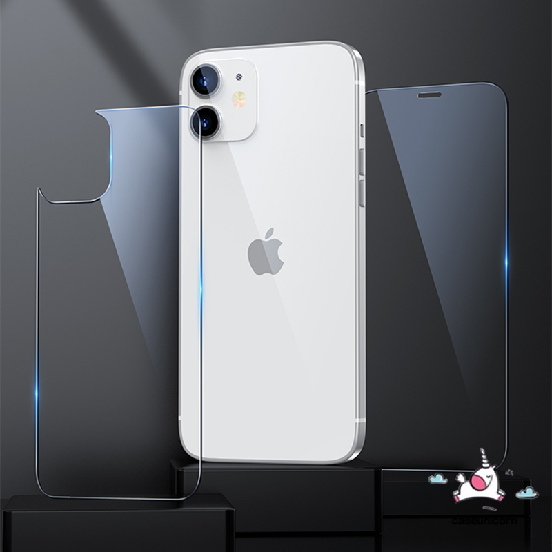 IPHONE Depan+belakang Full Cover Pelindung Tempered Glass Untuk Iphone14 13 12 12Pro 11 Pro MAX 8plus 7plus 6 6s Plus 7 8 SE XR X XS MAX 12 Mini Bening Pelindung Layar Kaca Film