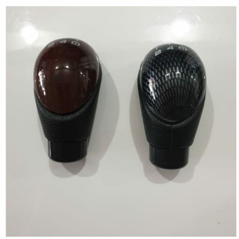 gear KNOP MASUK gigi shift KNOB TUAS persneling mobil manual kulit kayu / carbon UNIVERSAL