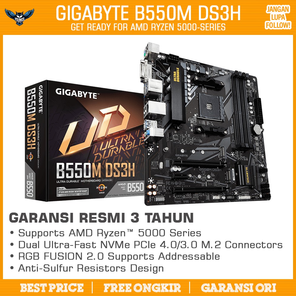 Gigabyte B550M DS3H (AM4, AMD Promontory B550, DDR4, USB3.2, SATA3)